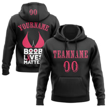 Загрузить изображение в средство просмотра галереи, Custom Black Neon Pink-White 3D Pink Ribbon Breast Cancer Awareness Women Health Care Support Sports Pullover Sweatshirt Hoodie
