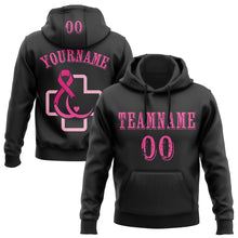 Загрузить изображение в средство просмотра галереи, Custom Black Pink 3D Pink Ribbon Breast Cancer Awareness Women Health Care Support Sports Pullover Sweatshirt Hoodie
