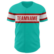 Charger l&#39;image dans la galerie, Custom Aqua White-Red Authentic Baseball Jersey
