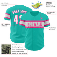 Laden Sie das Bild in den Galerie-Viewer, Custom Aqua White-Pink Authentic Baseball Jersey
