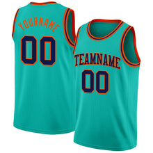 Laden Sie das Bild in den Galerie-Viewer, Custom Aqua Navy-Orange Authentic Basketball Jersey
