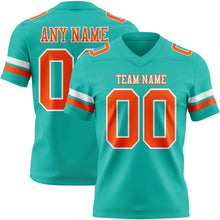 Load image into Gallery viewer, Custom Aqua Orange-White Authentic Football Jersey
