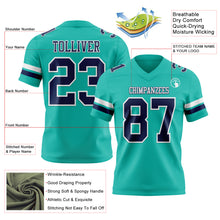 Load image into Gallery viewer, Custom Aqua Navy-White Authentic Football Jersey
