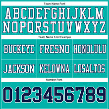 Load image into Gallery viewer, Custom Aqua Navy-White Authentic Football Jersey
