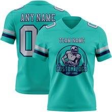 Load image into Gallery viewer, Custom Aqua Gray-Navy Authentic Football Jersey
