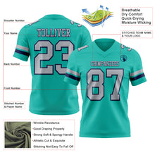 Load image into Gallery viewer, Custom Aqua Gray-Navy Authentic Football Jersey
