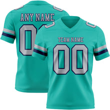 Load image into Gallery viewer, Custom Aqua Gray-Navy Authentic Football Jersey

