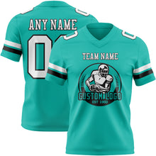 Charger l&#39;image dans la galerie, Custom Aqua White-Black Authentic Football Jersey
