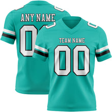 Charger l&#39;image dans la galerie, Custom Aqua White-Black Authentic Football Jersey
