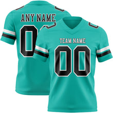 Charger l&#39;image dans la galerie, Custom Aqua Black-White Authentic Football Jersey
