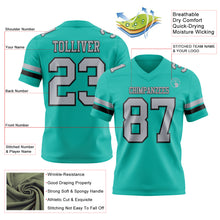 Load image into Gallery viewer, Custom Aqua Gray-Black Authentic Football Jersey

