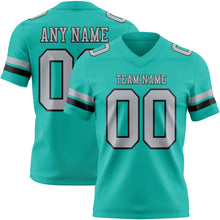 Load image into Gallery viewer, Custom Aqua Gray-Black Authentic Football Jersey
