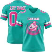 Load image into Gallery viewer, Custom Aqua Pink-White Authentic Football Jersey
