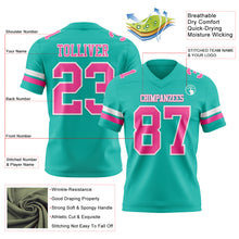 Load image into Gallery viewer, Custom Aqua Pink-White Authentic Football Jersey
