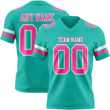 Load image into Gallery viewer, Custom Aqua Pink-White Authentic Football Jersey
