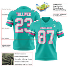 Charger l&#39;image dans la galerie, Custom Aqua White-Pink Authentic Football Jersey
