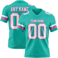 Charger l&#39;image dans la galerie, Custom Aqua White-Pink Authentic Football Jersey
