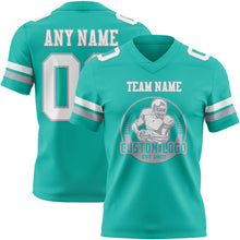 Charger l&#39;image dans la galerie, Custom Aqua White-Gray Authentic Football Jersey

