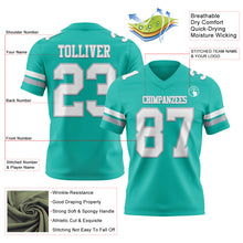 Charger l&#39;image dans la galerie, Custom Aqua White-Gray Authentic Football Jersey
