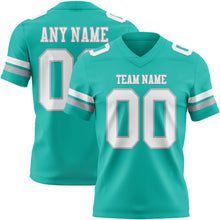 Charger l&#39;image dans la galerie, Custom Aqua White-Gray Authentic Football Jersey
