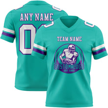 Charger l&#39;image dans la galerie, Custom Aqua White-Purple Authentic Football Jersey
