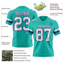 Charger l&#39;image dans la galerie, Custom Aqua White-Purple Authentic Football Jersey

