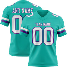 Charger l&#39;image dans la galerie, Custom Aqua White-Purple Authentic Football Jersey
