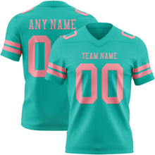 Charger l&#39;image dans la galerie, Custom Aqua Medium Pink Authentic Football Jersey

