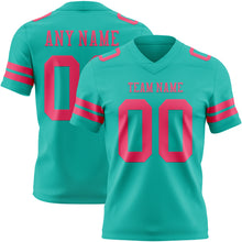 Charger l&#39;image dans la galerie, Custom Aqua Neon Pink Authentic Football Jersey
