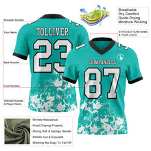 Load image into Gallery viewer, Custom Aqua White-Black Splash Mesh Authentic Football Jersey
