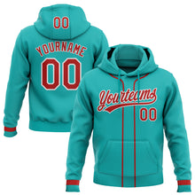 Загрузить изображение в средство просмотра галереи, Custom Stitched Aqua Red-White Baseball Pullover Sweatshirt Hoodie
