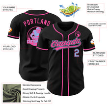 Load image into Gallery viewer, Custom Black Light Blue-Pink Authentic Baseball Jersey

