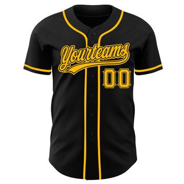 Custom Black-Gold Authentic Baseball Jersey