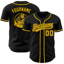Load image into Gallery viewer, Custom Black-Gold Authentic Baseball Jersey
