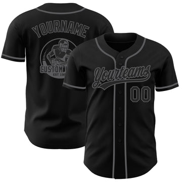 Custom Black-Steel Gray Authentic Baseball Jersey