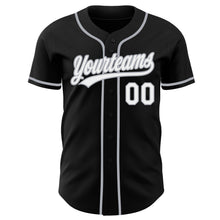 Load image into Gallery viewer, Custom Black White-Gray Authentic Baseball Jersey
