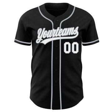 Custom Black White-Gray Authentic Baseball Jersey