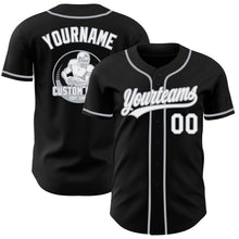 Load image into Gallery viewer, Custom Black White-Gray Authentic Baseball Jersey
