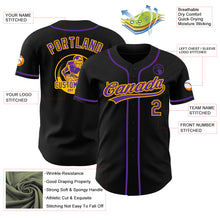Load image into Gallery viewer, Custom Black Purple-Gold Authentic Baseball Jersey
