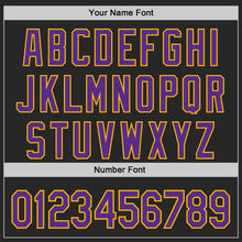 Load image into Gallery viewer, Custom Black Purple-Gold Authentic Baseball Jersey
