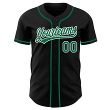 Load image into Gallery viewer, Custom Black Kelly Green-White Authentic Baseball Jersey
