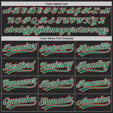 Load image into Gallery viewer, Custom Black Kelly Green White-Red Authentic Baseball Jersey
