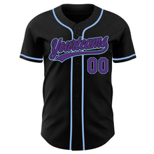 Load image into Gallery viewer, Custom Black Purple-Light Blue Authentic Baseball Jersey
