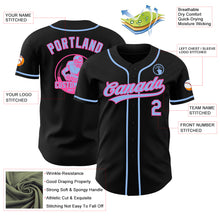 Load image into Gallery viewer, Custom Black Light Blue-Pink Authentic Baseball Jersey
