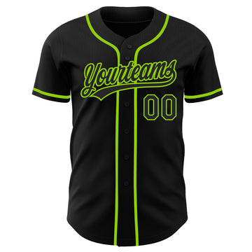 Custom Black-Neon Green Authentic Baseball Jersey