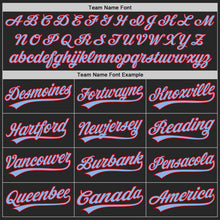 Load image into Gallery viewer, Custom Black Light Blue-Red Authentic Baseball Jersey
