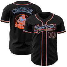 Load image into Gallery viewer, Custom Black Powder Blue-Orange Authentic Baseball Jersey
