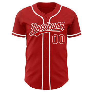 Custom Red-White Authentic Baseball Jersey