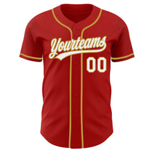 Load image into Gallery viewer, Custom Red White-Old Gold Authentic Baseball Jersey
