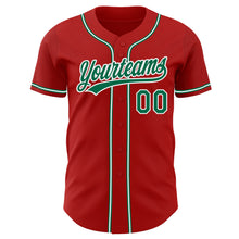 Load image into Gallery viewer, Custom Red Kelly Green-White Authentic Baseball Jersey

